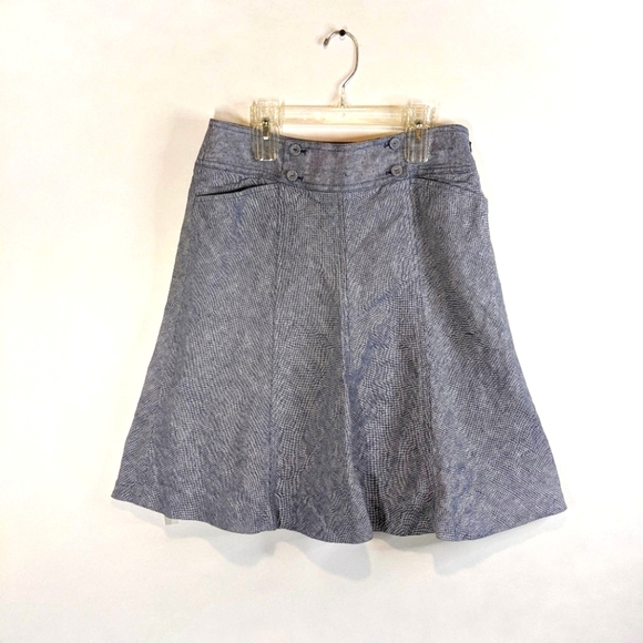 Ann Taylor Blue Linen Fit n Flare Skirt with Pocke - Picture 4 of 12